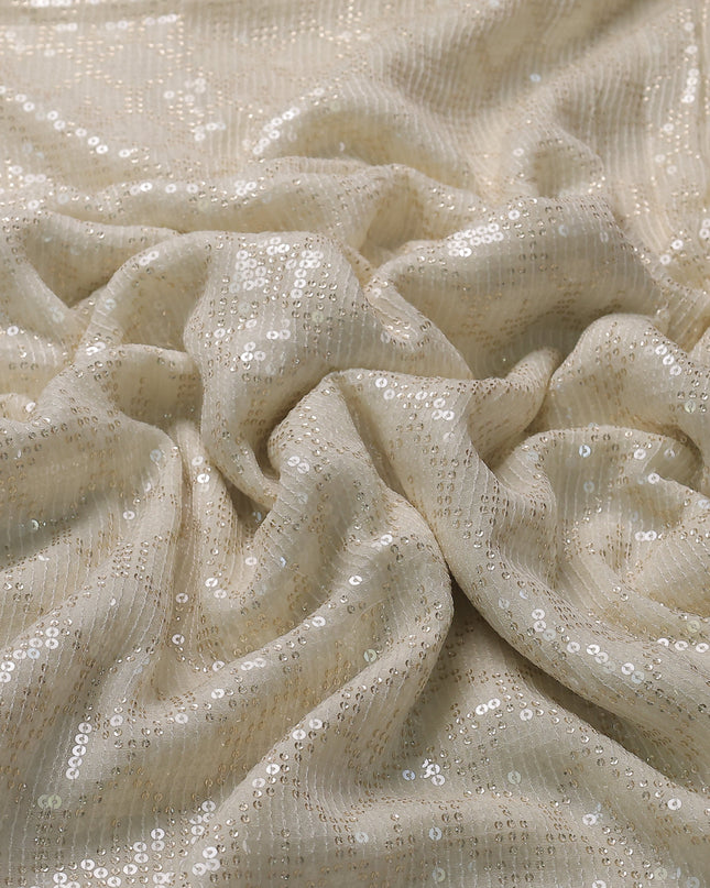 Off White Georgette Sequin Embroidery Saree