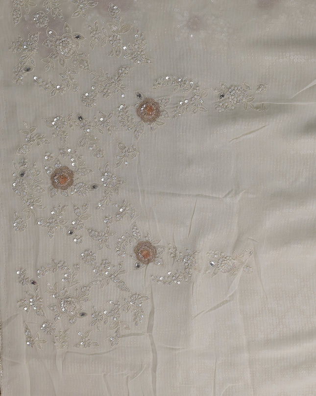 Off White Georgette Sequin Embroidery Saree