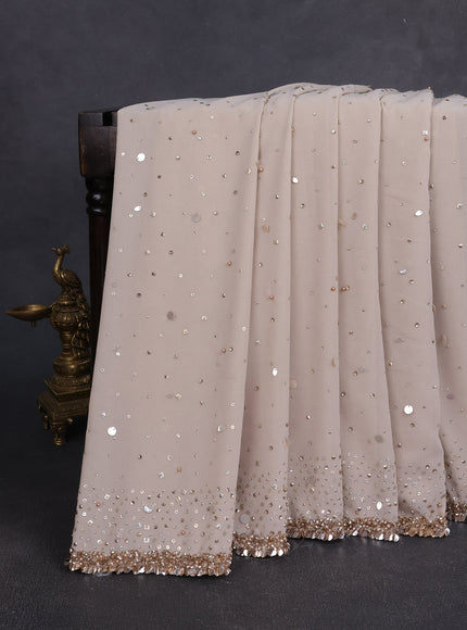 Beige Georgette Sequin Embroidery Saree
