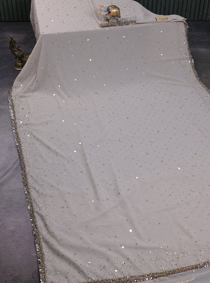 Beige Georgette Sequin Embroidery Saree