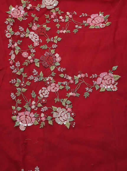 Maroon Organza Embroidery Saree