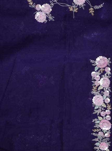 Deep Violet Organza Embroidery Saree
