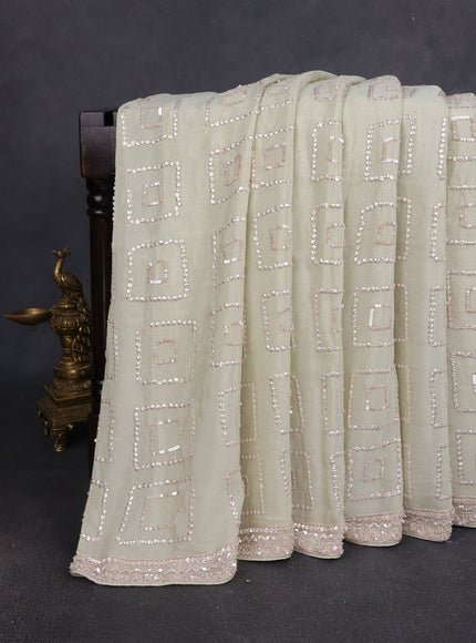 Pista Green Georgette Sequin Embroidery Saree