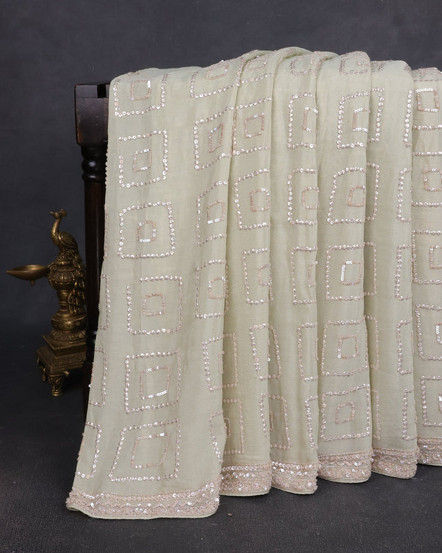 Pista Green Georgette Sequin Embroidery Saree
