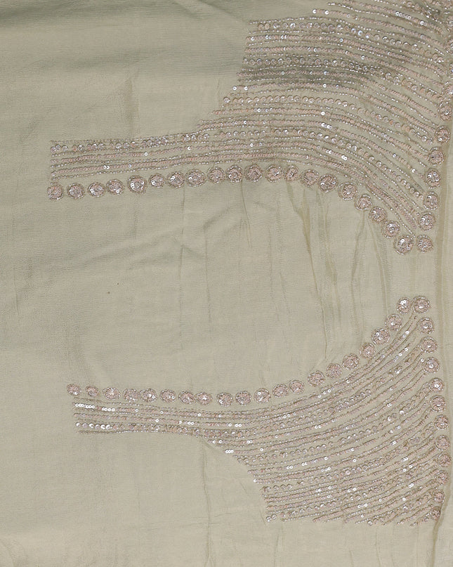 Pista Green Georgette Sequin Embroidery Saree