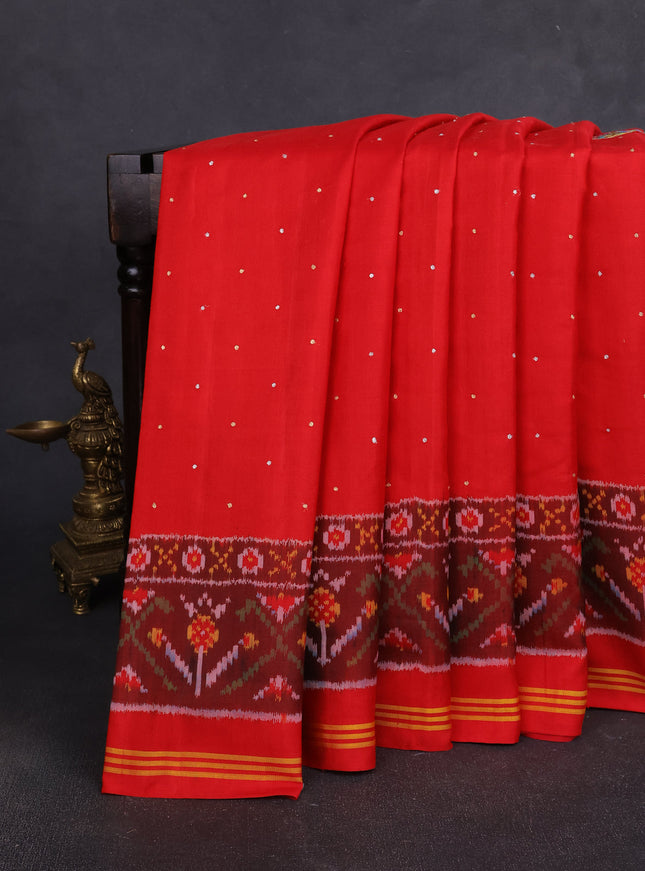 Red Patan Patola Embroidery Saree