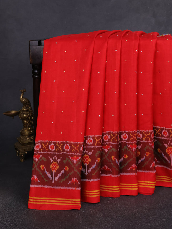 Red Patan Patola Embroidery Saree