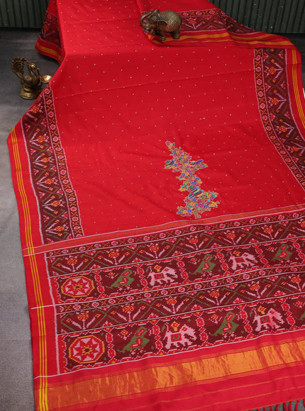 Red Patan Patola Embroidery Saree