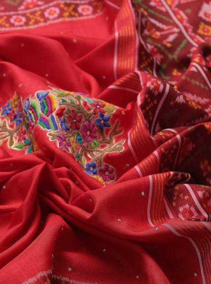 Red Patan Patola Embroidery Saree