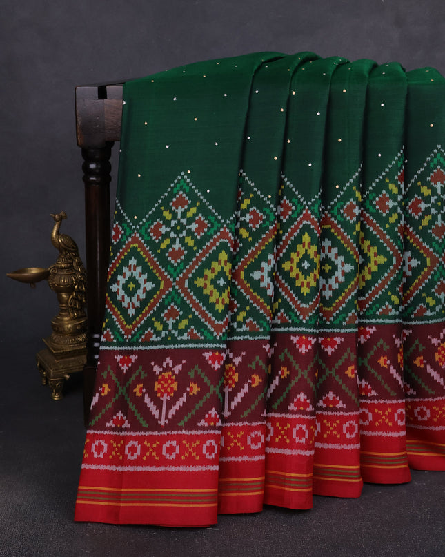 Bottle Green Silk Embroidery Saree