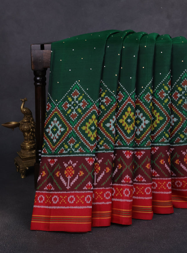 Bottle Green Silk Embroidery Saree
