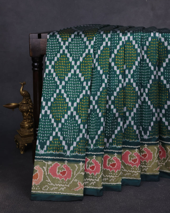 Bottle Green Silk Embroidery Saree