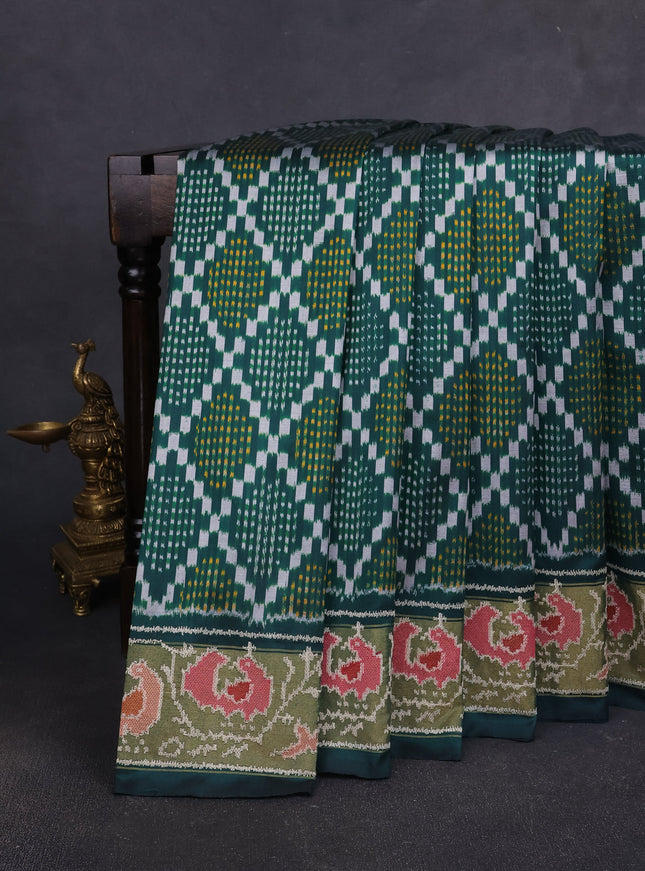 Bottle Green Silk Embroidery Saree