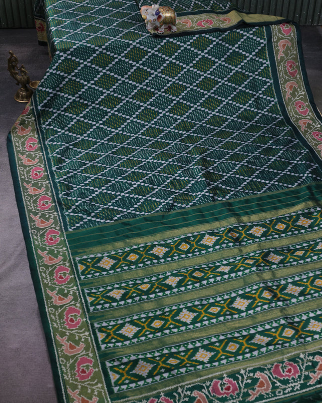 Bottle Green Silk Embroidery Saree