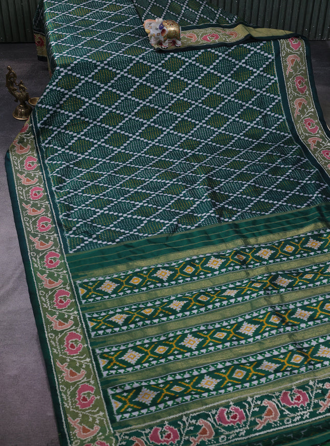 Bottle Green Silk Embroidery Saree