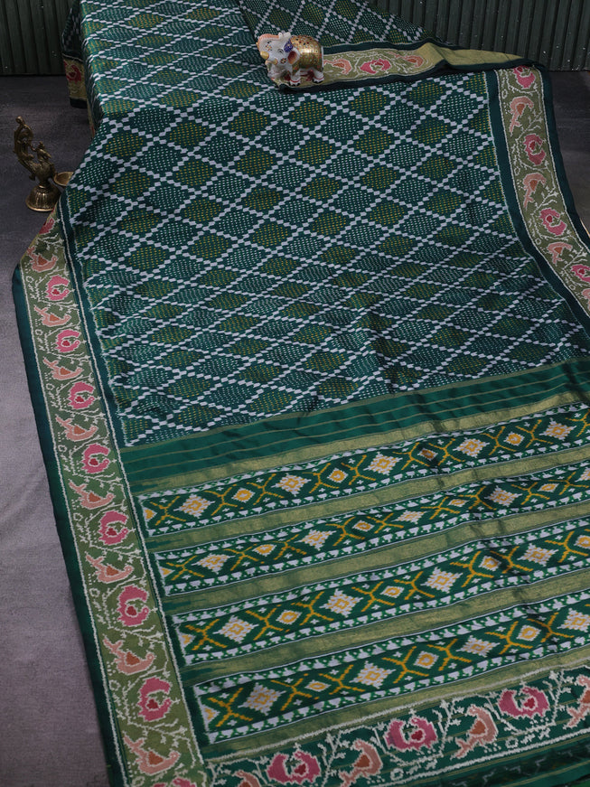 Bottle Green Silk Embroidery Saree