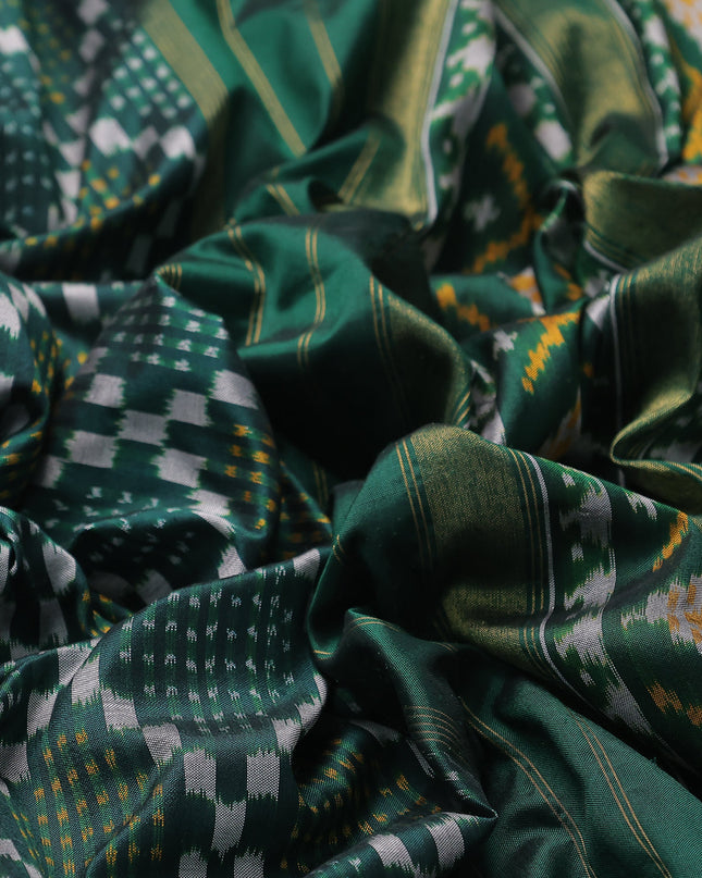 Bottle Green Silk Embroidery Saree