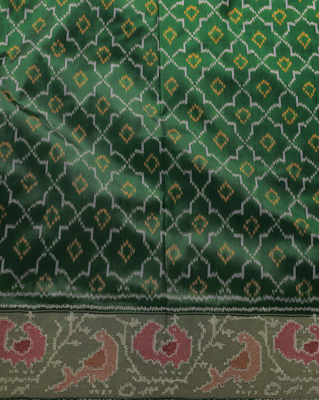 Bottle Green Silk Embroidery Saree