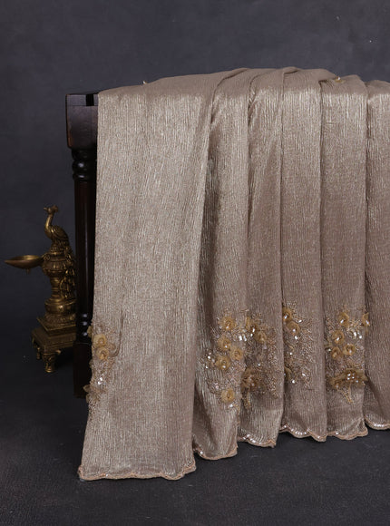 Chikku Shade Lygra Sequin Embroidery Saree