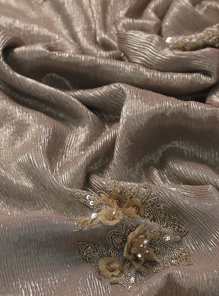 Chikku Shade Lygra Sequin Embroidery Saree