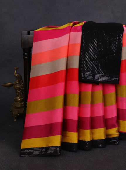 Multi Colour -Black Crepe Embroidery Sequin Silk Saree