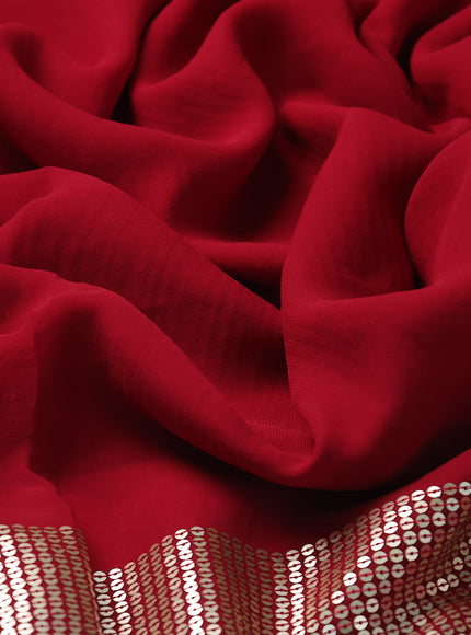 Red Georgette Embroidery Silk Saree