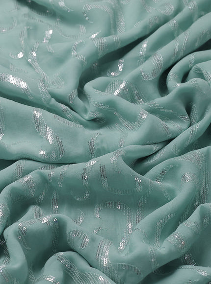 Sky Blue Georgette Embroidery Silk Saree