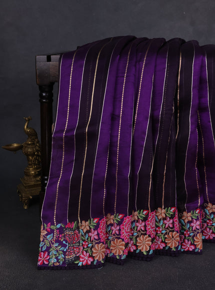 Purple Banarasi Embroidery Silk Saree