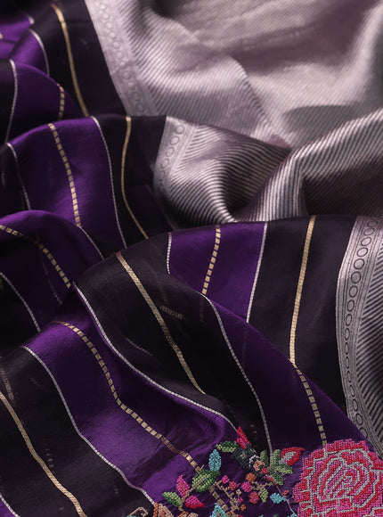 Purple Banarasi Embroidery Silk Saree