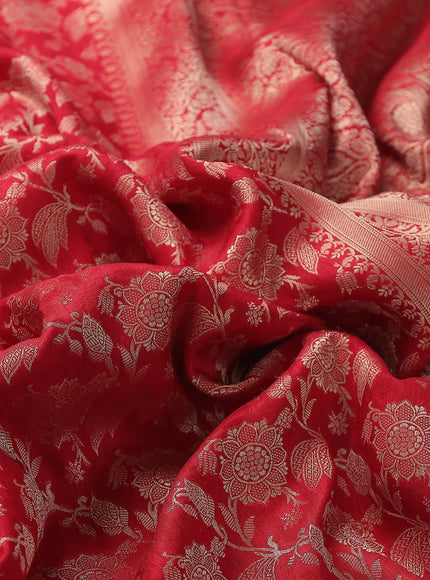 Red Banarasi Embroidery Silk Saree