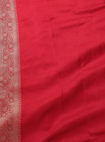Red Banarasi Embroidery Silk Saree