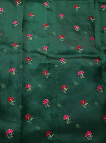 Bottle Green Organza Embroidery Silk Saree
