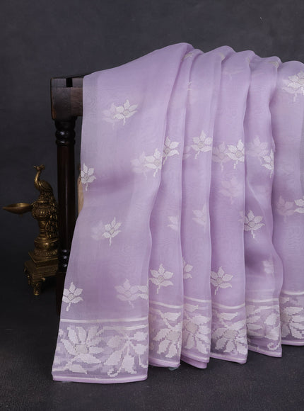 Mild Lavender Organza Embroidery Silk Saree