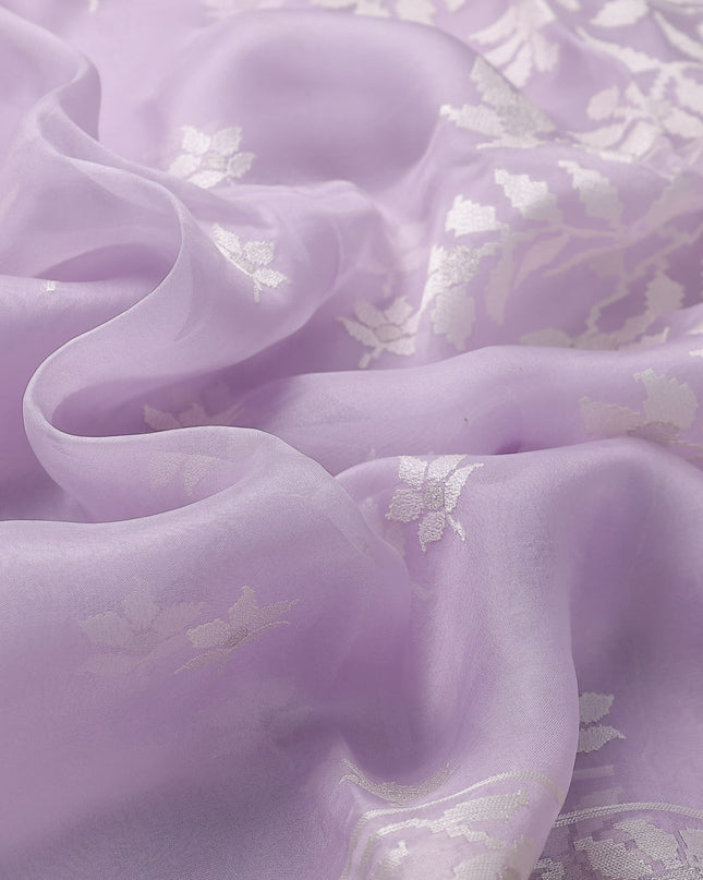 Mild Lavender Organza Embroidery Silk Saree