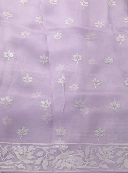 Mild Lavender Organza Embroidery Silk Saree