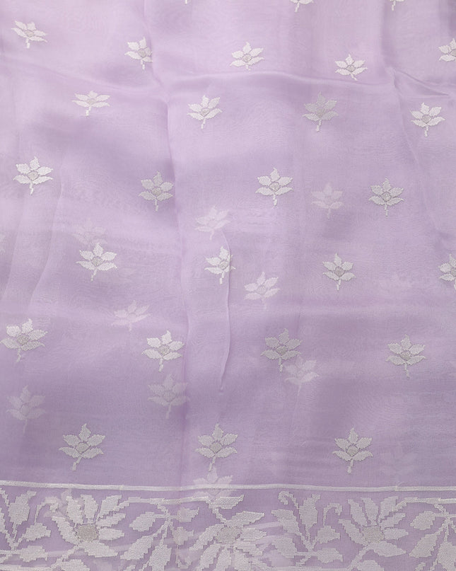 Mild Lavender Organza Embroidery Silk Saree