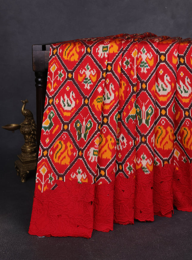 Red Patan Patola Embroidery Silk Saree