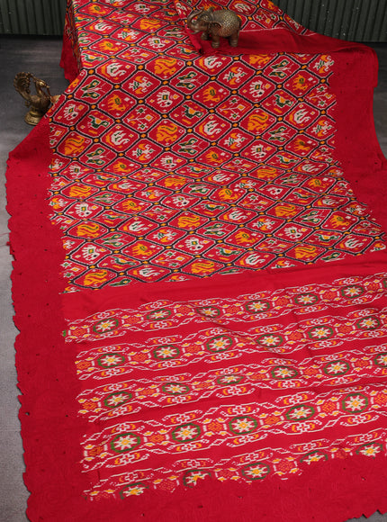 Red Patan Patola Embroidery Silk Saree