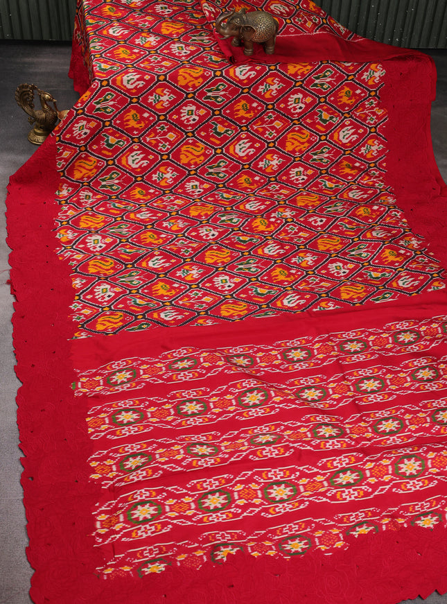 Red Patan Patola Embroidery Silk Saree