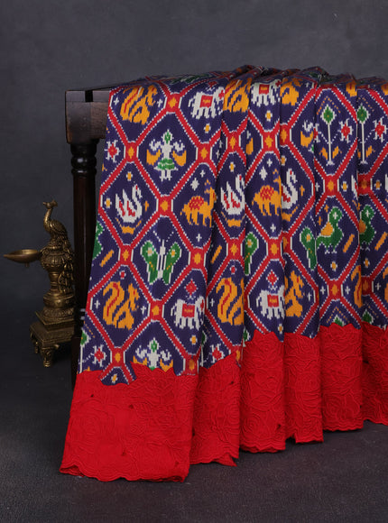 Blue Patan Patola Embroidery Silk Saree