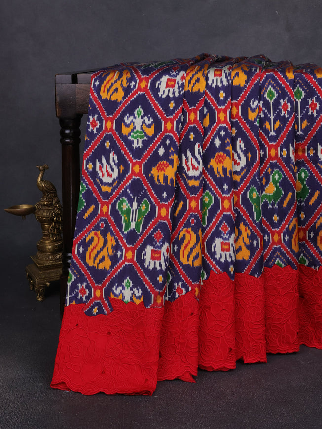 Blue Patan Patola Embroidery Silk Saree