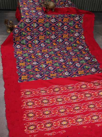 Blue Patan Patola Embroidery Silk Saree