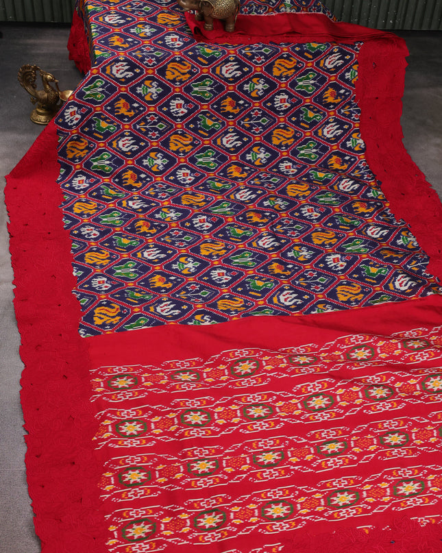 Blue Patan Patola Embroidery Silk Saree