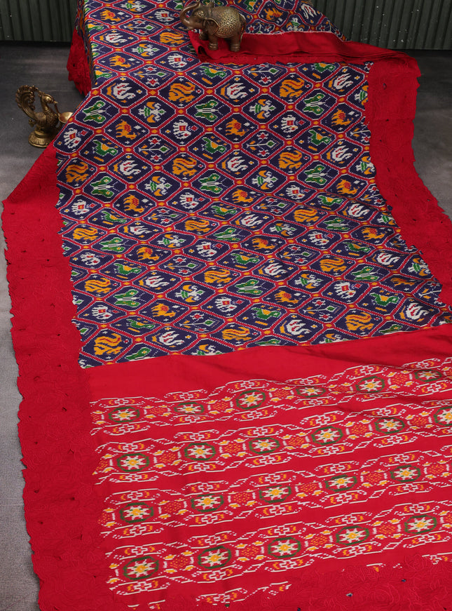 Blue Patan Patola Embroidery Silk Saree
