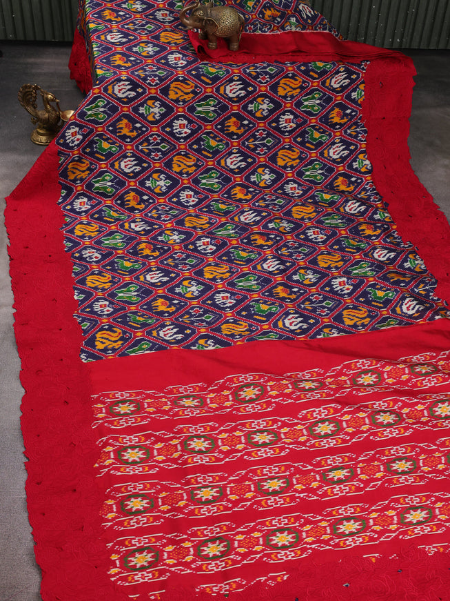 Blue Patan Patola Embroidery Silk Saree