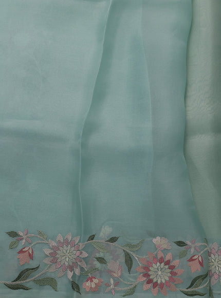 Sky Blue Organza Tissue Embroidery Silk Saree