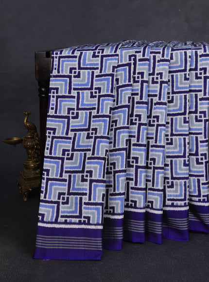 Off White -Blue Patan Patola Silk Saree