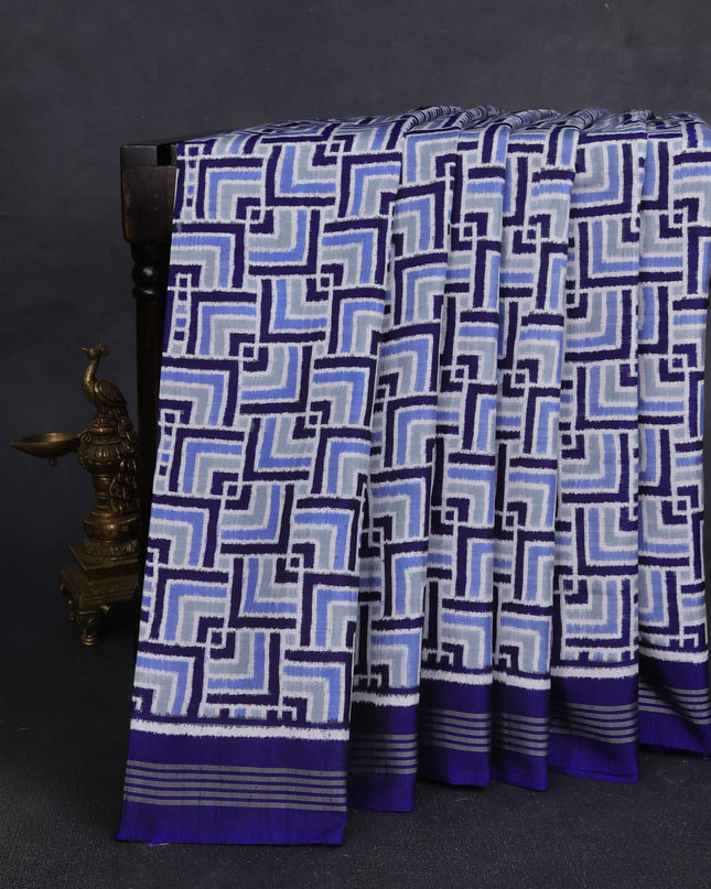 Off White -Blue Patan Patola Silk Saree