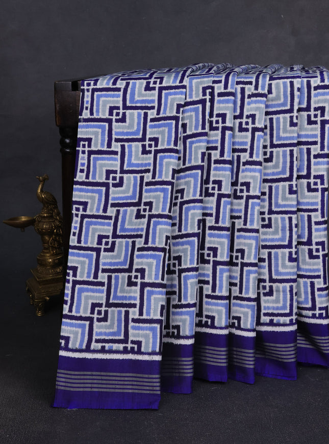Off White -Blue Patan Patola Silk Saree