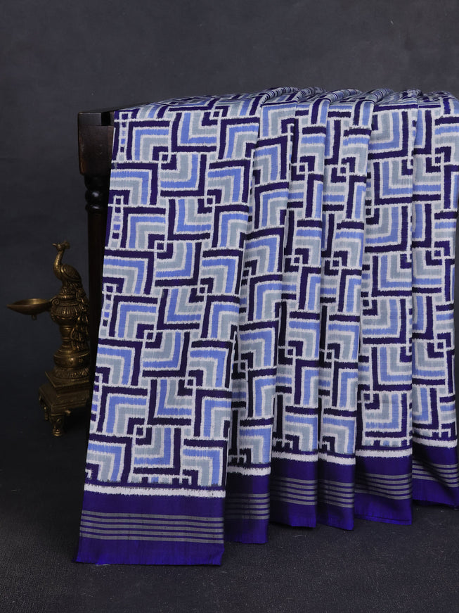 Off White -Blue Patan Patola Silk Saree